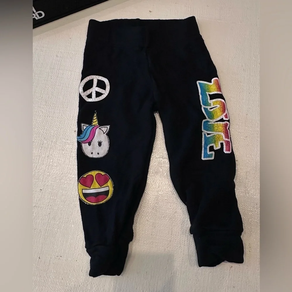 Flowers by Zoe (vintage!)  Black Emoji Unicorn Jogger Set